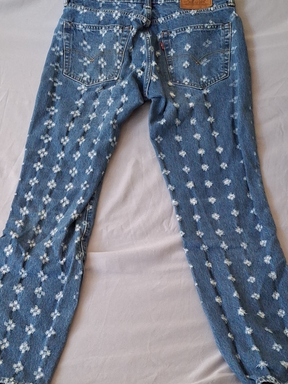 Custom Distressed Levi's 501 Premium "Big E" Cross Star Jeans